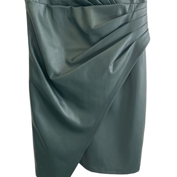 NWT Herve Leger Paris Vegan Leather Draped Dress M in Alpine Green - Picture 4 of 10